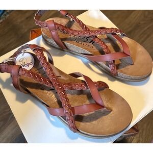 Blowfish Malibu Vegan Leather Braided Strappy Slingback Sandals Brown Sz 8.5